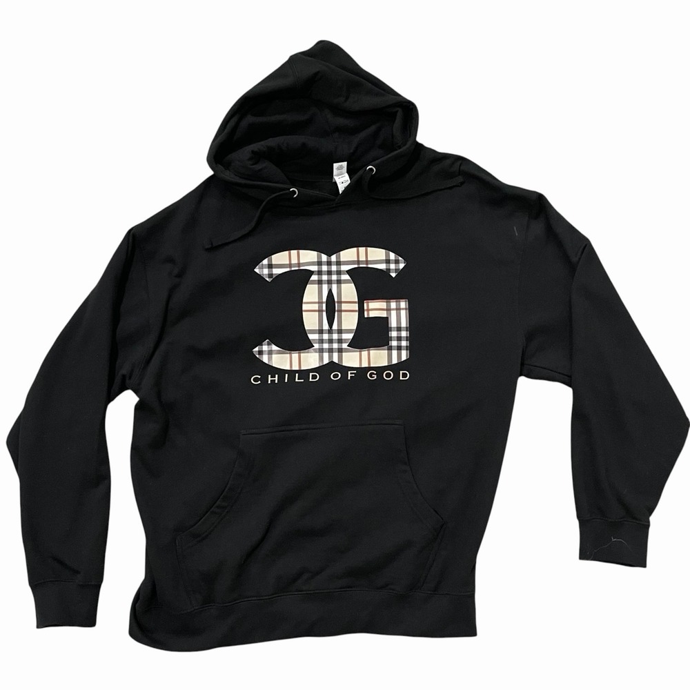 Child of God CG Black Pullover Hoodie Plaid Logo Independent Trading Co Adult XL